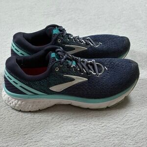 Brooks Ghost 11 Womens Running Shoes Navy Teal 1202771D493 Wide D Size 9.5